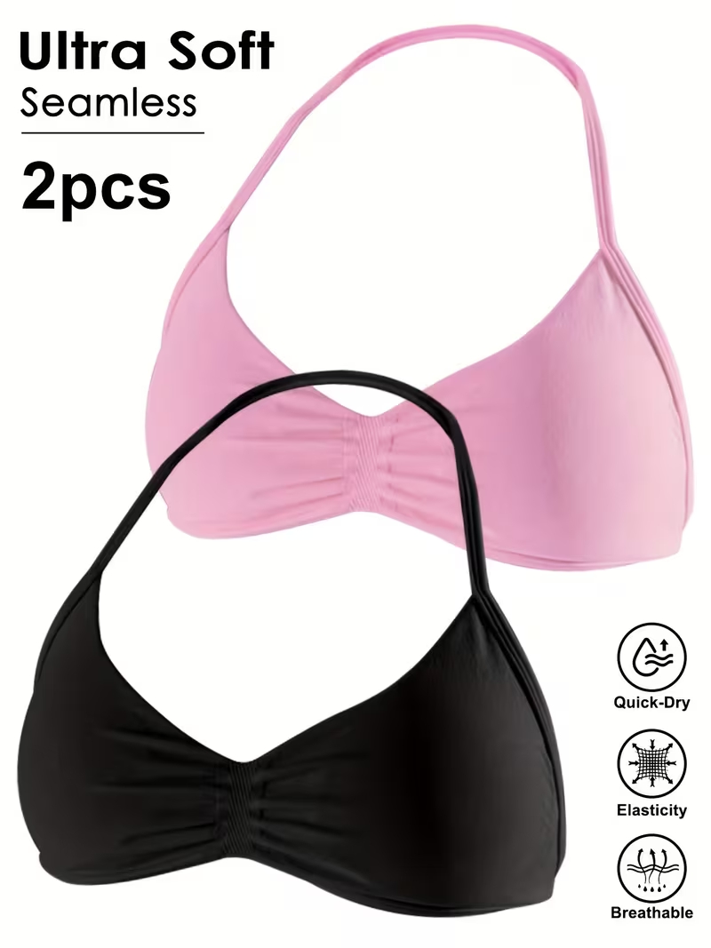 Underwire Bra Padded - 2 Stück Nahtlose Sexy Rückenfreie Gym